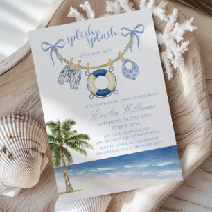 Invitation Plouf Plouf Bébé Garçon Baby Shower Côté Mer