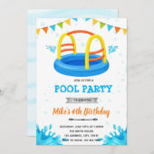 Invitation Plouf plouf fête au parc aquatique piscine (Devant / Derrière)