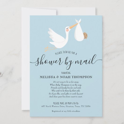 Invitation Pluie Bleue Par La Poste Sprinkle À Longue Distanc (Devant)