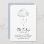 Invitation Pluie Cloud Garçon Bébé Sprinkel (Devant / Derrière)
