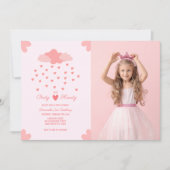 Invitation Pluie de Coeur Rose délice Anniversaire Photo (Devant)