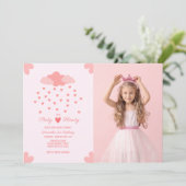 Invitation Pluie de Coeur Rose délice Anniversaire Photo (Debout devant)