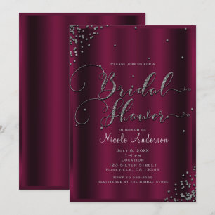 Invitation Pluie de Confettis Moderne Bourgeoisie Argentée Bo