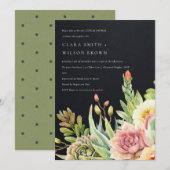 INVITATION PLUIE DE COUPLE DE FEUILLES DE CACTUS SUCCULENT DÉ (Devant / Derrière)