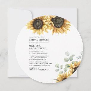 Invitation Pluie de Fleurs de Mariée Tournesol et Eucalyptus