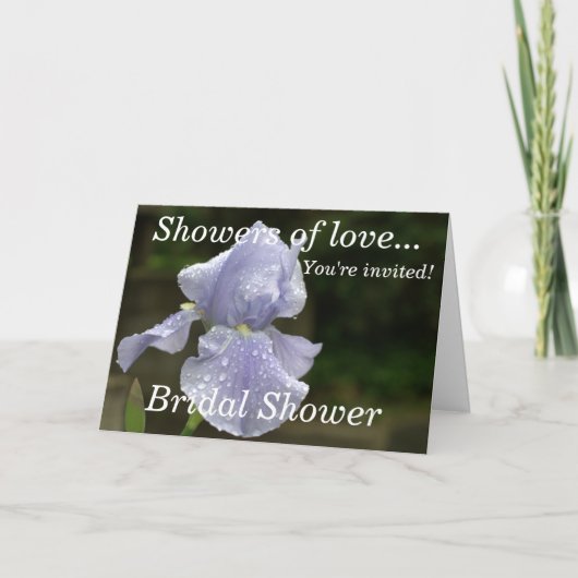Invitation Pluie de gouttes de pluie Iris Bleu de mariage flo (Devant)