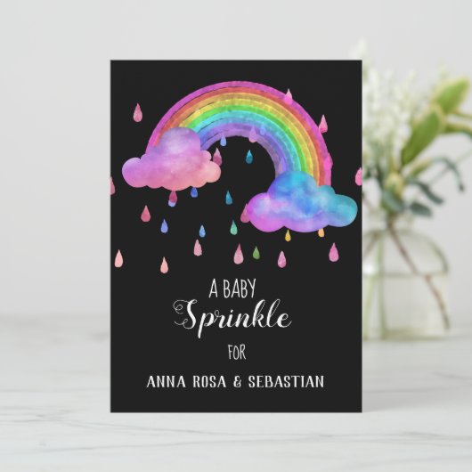 Invitation *~* Pluie nuageuse gouttes Rainbow Sprinkl Invitat (Debout devant)
