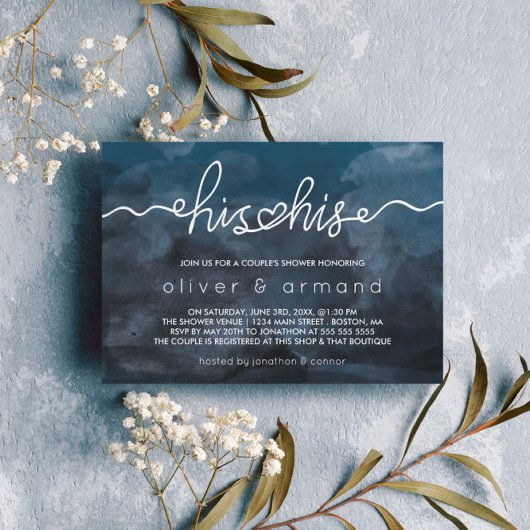 Invitation Pluie Tempête Aquarelle Son Mariage Gay