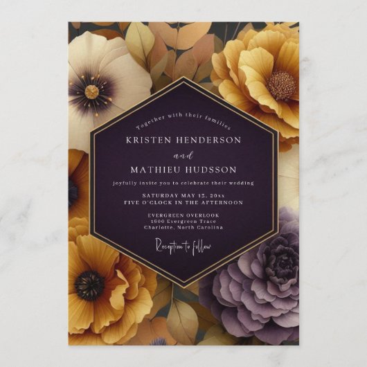 Invitation Plum Amber Autumnal Wedding (Devant)