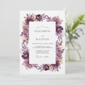 Invitation Plum Artistic Blossom Wedding (Debout devant)