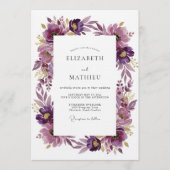 Invitation Plum Artistic Blossom Wedding (Devant)