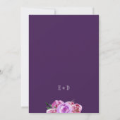 Invitation Plum automne bleu rose lilas pivoines chic mariage (Dos)