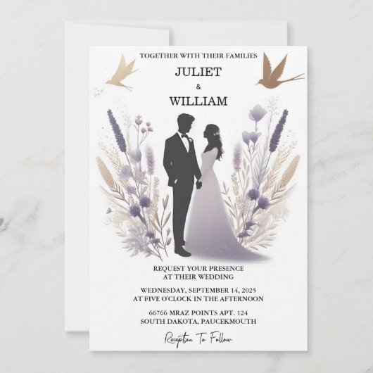 Invitation Plum Automne Printemps Été Lavande Sage Mariage (Devant)