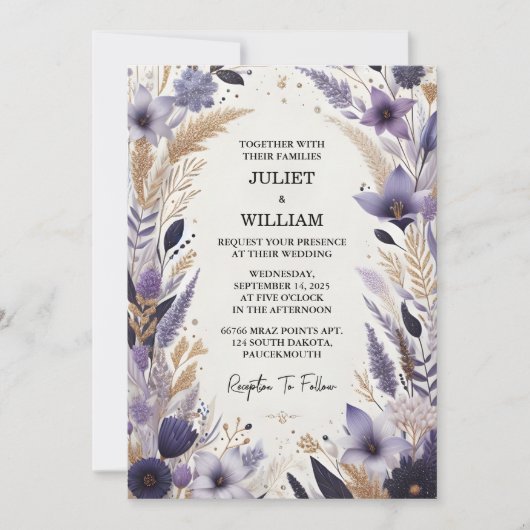 Invitation Plum Automne Printemps Été Lavande Sage Mariage (Devant)