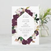 Invitation Plum blanc ivoire violet Mariage de cadre de fleur (Debout devant)
