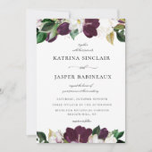 Invitation Plum blanc ivoire violet Mariage floral (Devant)