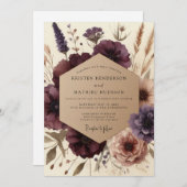 Invitation Plum Bloom Autumn Elegance Wedding (Devant / Derrière)