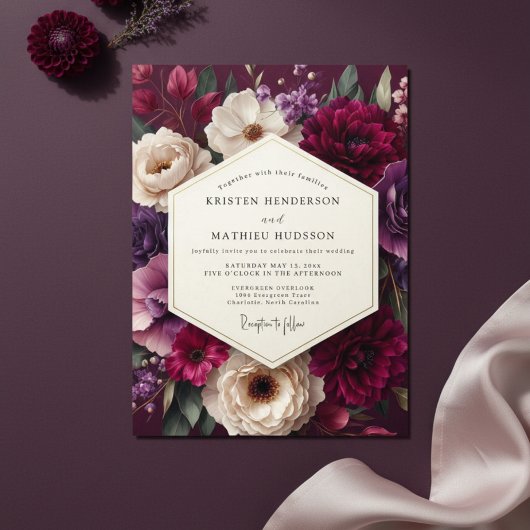 Invitation Plum Bloom Ethereal Wedding