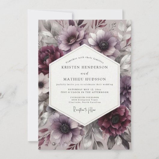 Invitation Plum Bloom Moody Romance Wedding (Devant)