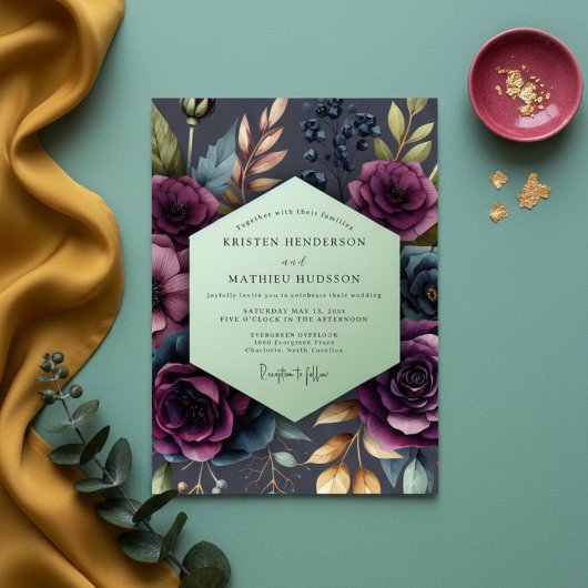 Invitation Plum Bloom Moody Wedding