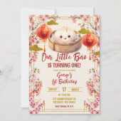 Invitation  Plum Blossom Chinese Bao 1st Birthday (Devant)