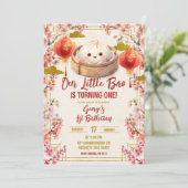Invitation  Plum Blossom Chinese Bao 1st Birthday (Debout devant)