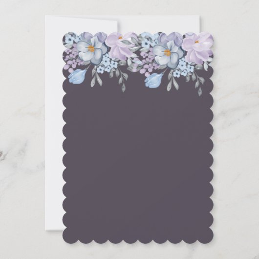 Invitation Plum Blue lavande conception florale 50e anniversa (Dos)