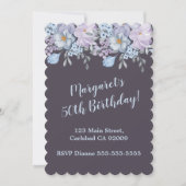 Invitation Plum Blue lavande conception florale 50e anniversa (Devant)