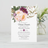 Invitation Plum & Blush Floral Virtual Baby ou Fête des marié (Debout devant)
