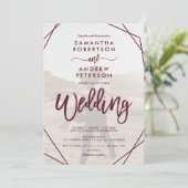 Invitation Plum boho frame simple script photo mariage (Debout devant)