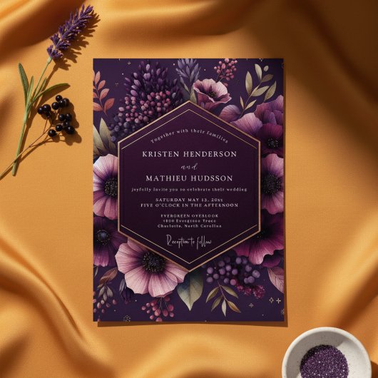 Invitation Plum Botanical Bloom Wedding