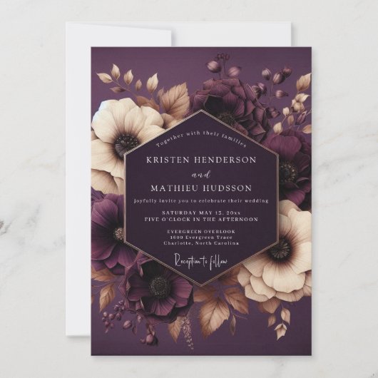 Invitation Plum Botanical Enchantment Wedding (Devant)