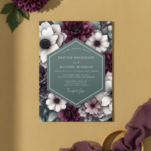 Invitation Plum Botanical Moody Wedding