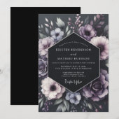Invitation Plum Botanical Romance Wedding (Devant / Derrière)