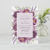 Invitation Plum Botanical Romantic Wedding (Debout devant)