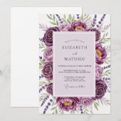 Invitation Plum Botanical Romantic Wedding (Devant / Derrière)
