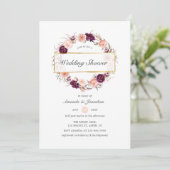Invitation Plum Bourgogne et Wedding shower géométrique Blush (Debout devant)