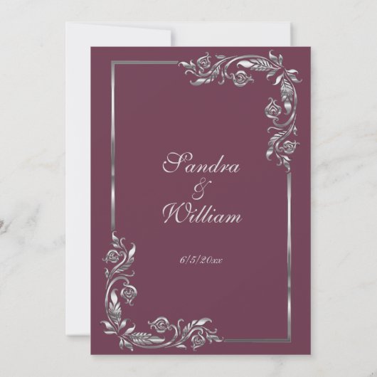 Invitation Plum cadre argent (Dos)