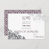 Invitation Plum Chandelier baroque Question de fête de mariag (Devant / Derrière)