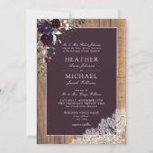 Invitation Plum classique violet bois rustique Mariage de scr (Devant)