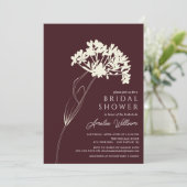 Invitation Plum & Crème Fête des mariées Florale moderne (Debout devant)