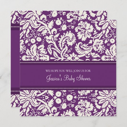 Invitation Plum Damask Custom (Devant / Derrière)