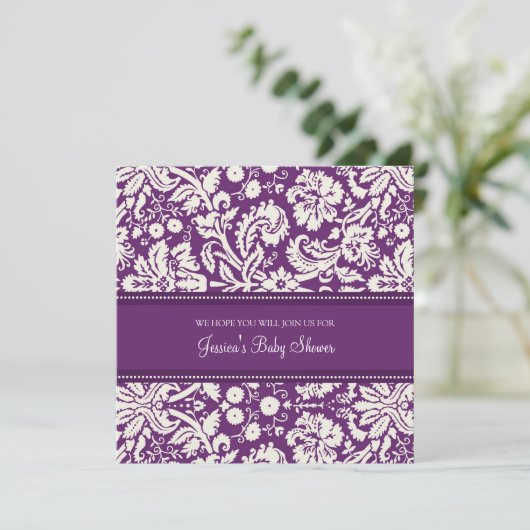 Invitation Plum Damask Custom (Debout devant)