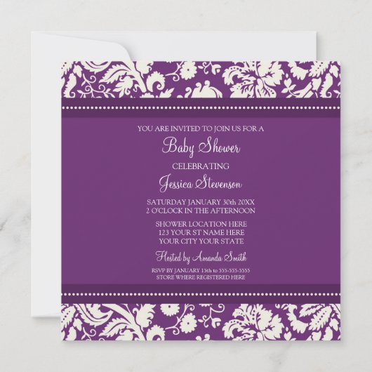 Invitation Plum Damask Custom (Dos)