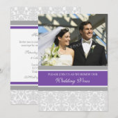 Invitation Plum Damask Photo Mariage Vow Renouvellement Invit (Devant / Derrière)