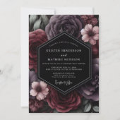 Invitation Plum Dark Bloom Romance Wedding (Devant)