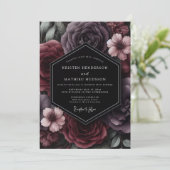 Invitation Plum Dark Bloom Romance Wedding (Debout devant)