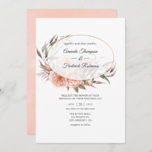 Invitation Plum de Bourgogne et Mariage géométrique floral fl
