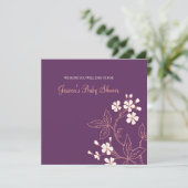 Invitation Plum de corail Floral Custom Baby Shower Invitatio (Debout devant)