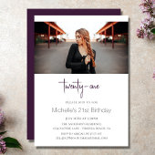 Invitation Plum Design moderne Photo 21e anniversaire